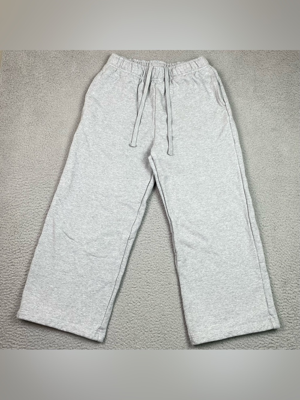 Lucid Blanks Sweatpants Women's Size L Gray Heavyweight Wide Leg Short Inseam